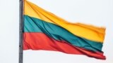 LITHUANIA – Lithuanian flag over the city of Kaunas, which is located 104 kilometers from the capital of Lithuania